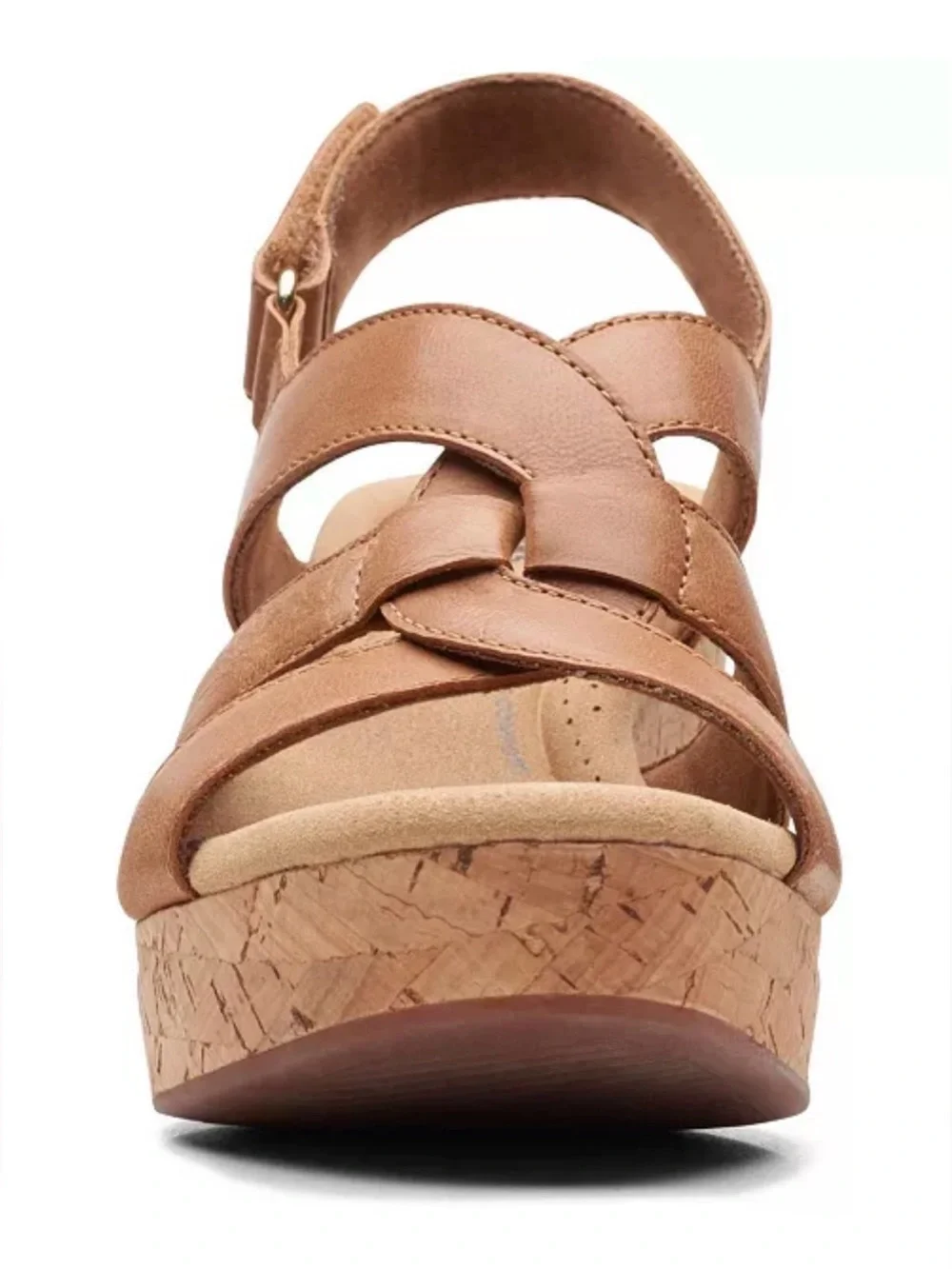 Clarks Giselle Tan Leather Cork Wedge Sandal